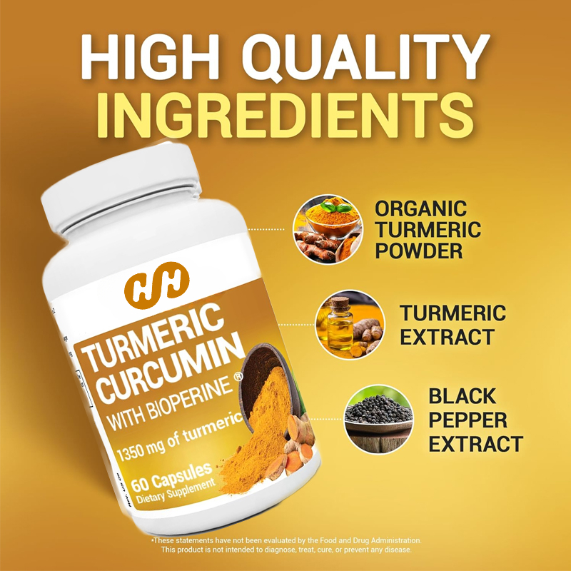 Turmeric Curcumin Capsule - Kurkuma Supplement met Zwarte Peper (BioPerine)